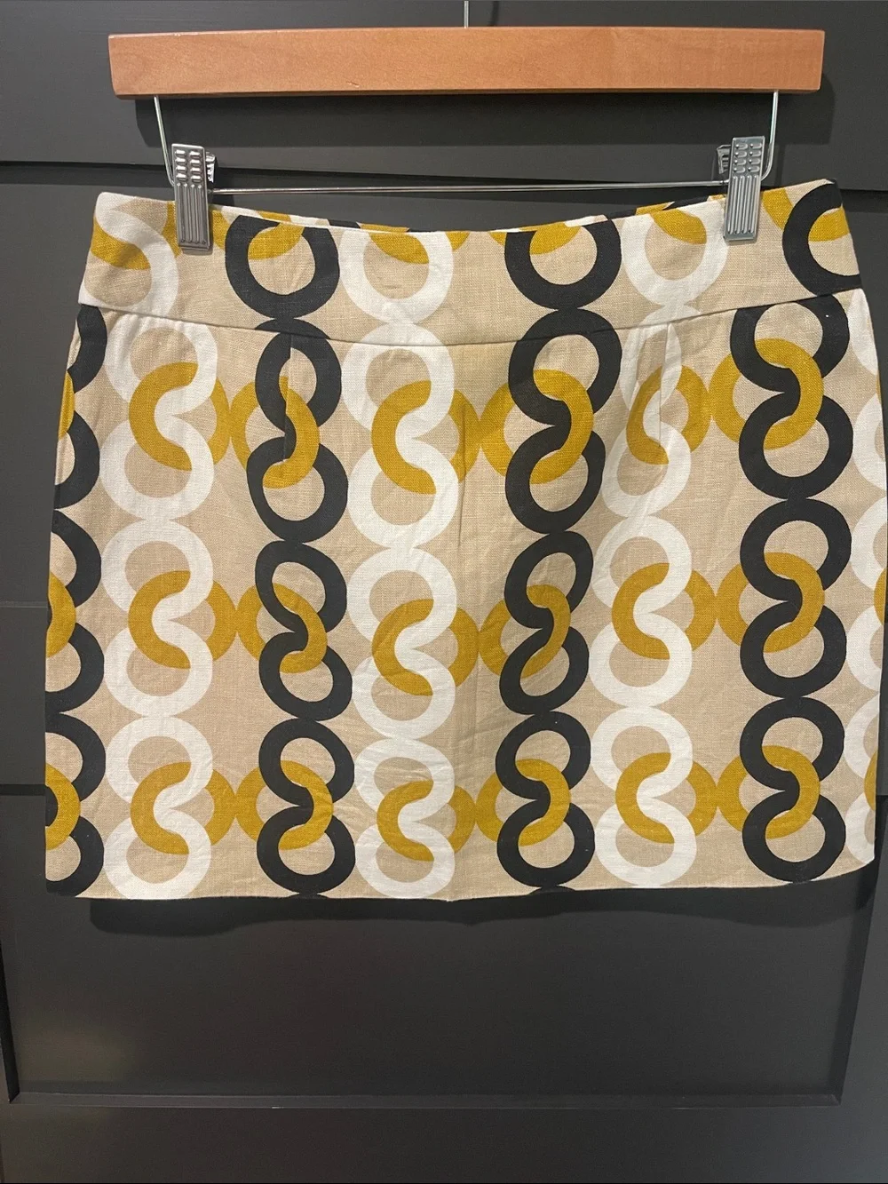 J.Crew Linen Modern Retro Mini Skirt With Interlocking Rings Size 6